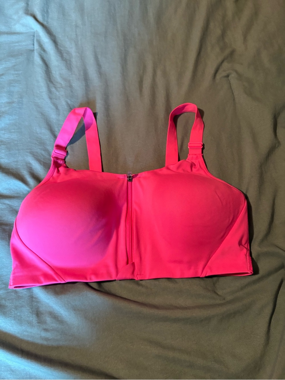 all in motion Bright Pink Front-Zip Padded Sports Bra